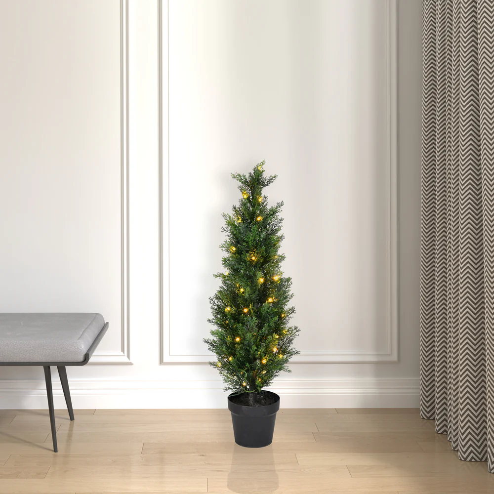 Vickerman 3' Artificial Potted Green Cedar Tree. - Cheap-Us
