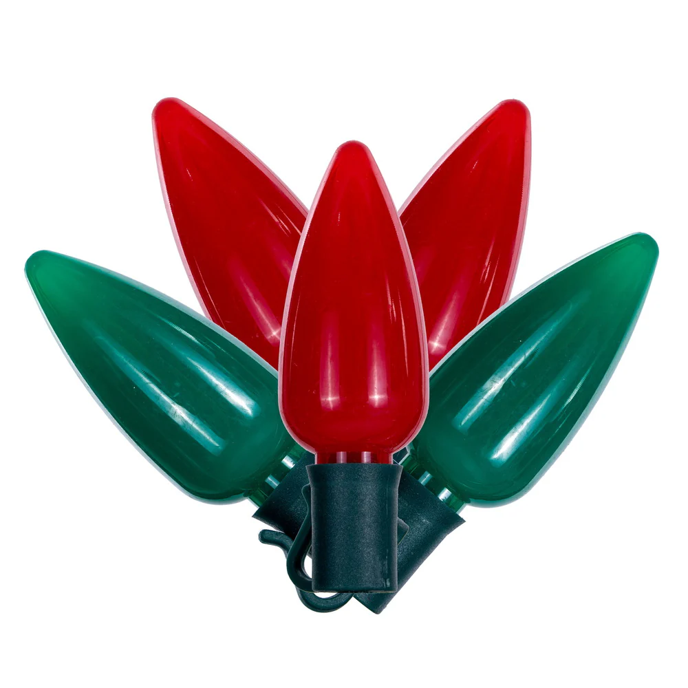 Vickerman 25 Red-Green Ceramic C9 LED Light on Green 22AWG Wire, 25'.- 2 Pack - Cheap-Us