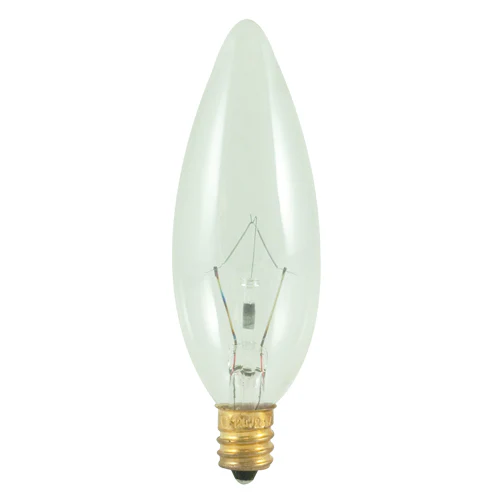Bulbrite 25CTC/32/2 25 Watt Incandescent B10 Torpedo Chandelier Bulb, Candelabra Base, Clear - Cheap-Us