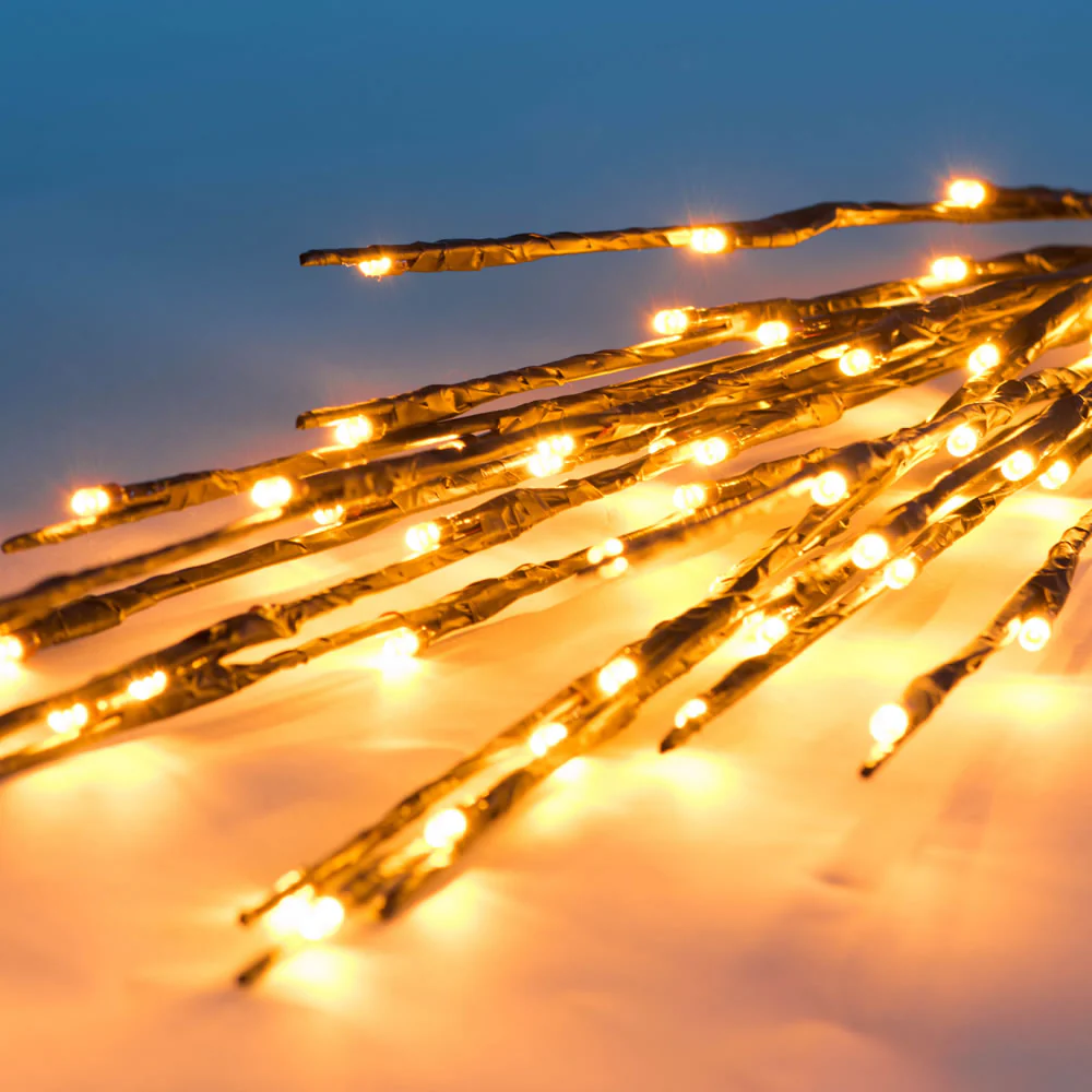 Vickerman 60 Gold Wide Angle LED Twig Light Set on Brown Wire Pack of 3 - Cheap-Us