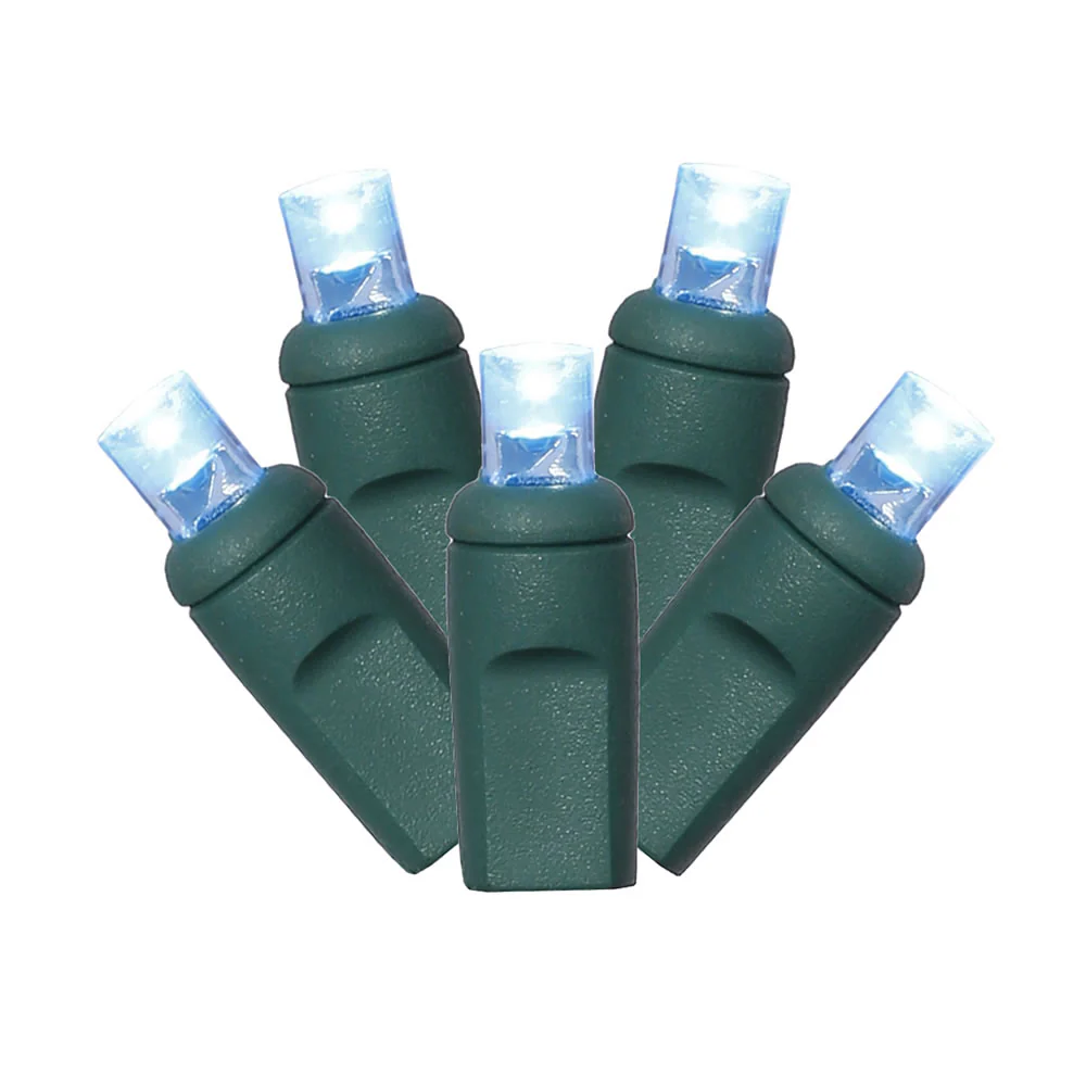 Vickerman 34' Teal Single Mold Wide Angle LED Christmas light set Green Wire - Cheap-Us