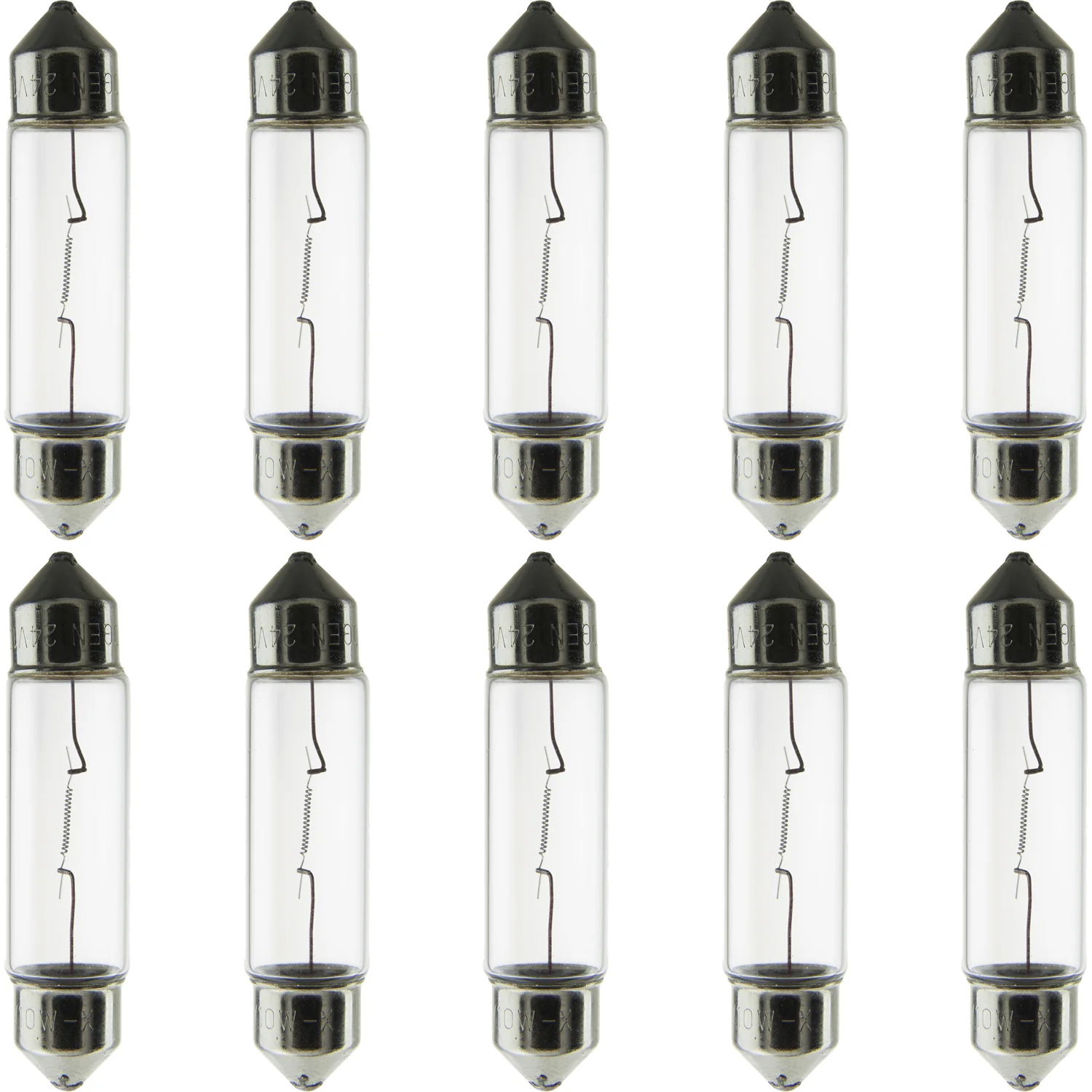 10 Pack 5 Watt T3.25 Xelogen, Festoon Base, 12 Volts, Clear - Cheap-Us