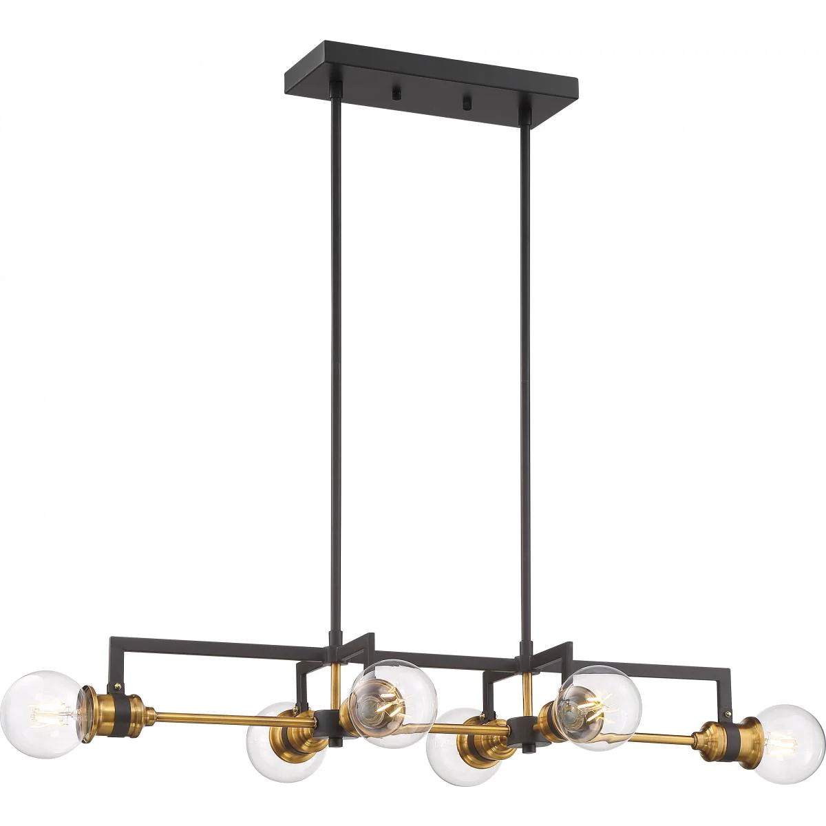 60-6977 INTENTION 6 LT ISLAND PENDANT Intention - 6 Light Island Pendant - Warm Brass and Black Finish - Cheap-Us