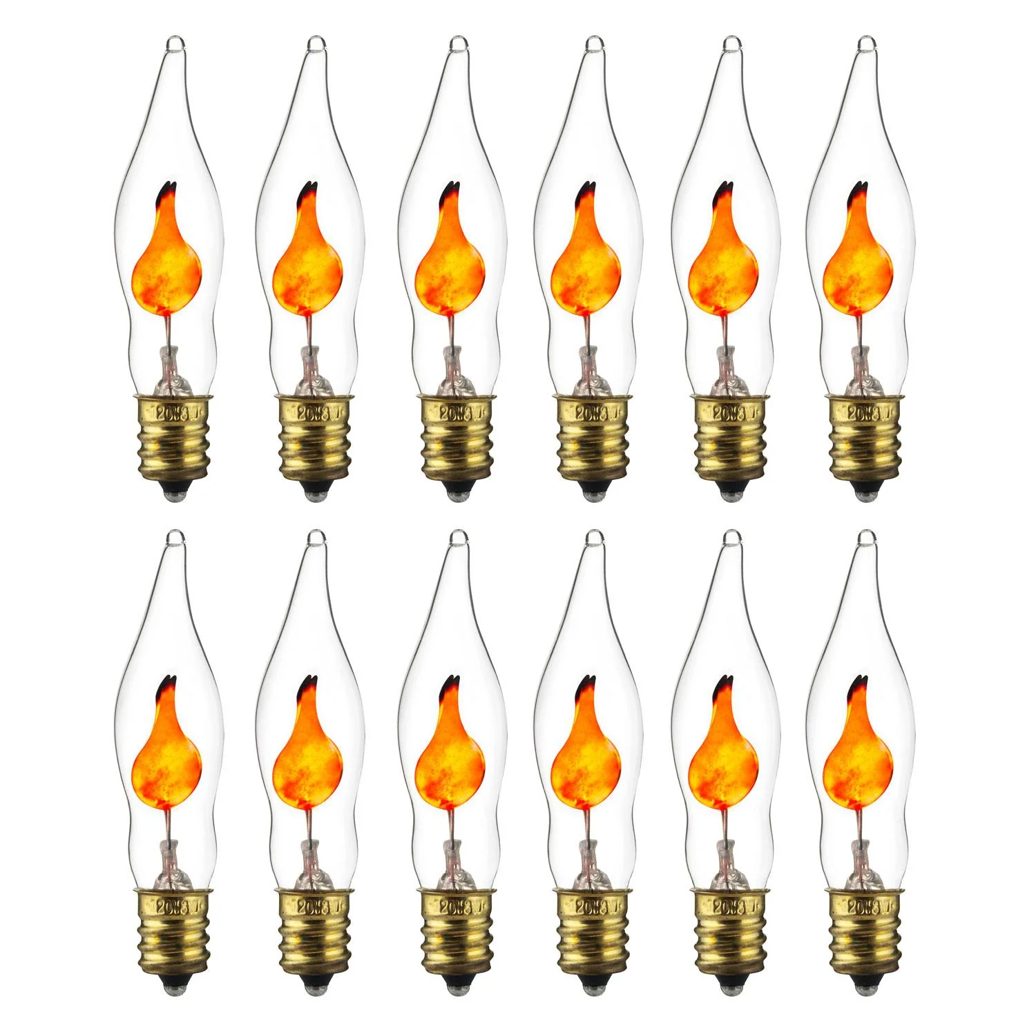 Sunlite 3 Watt Petite Flicker Bulb, Candelabra E12 Base, Clear, 12 Pack - Cheap-Us