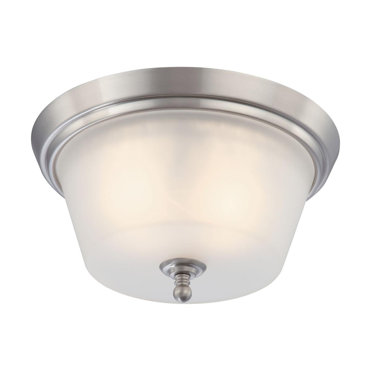 Satco Nuvo Surrey 2 or 3 Light Brushed Nickel Flush/Semi-Flush Mount Ceiling Light With Frosted Glass - 60W - 120V - Cheap-Us