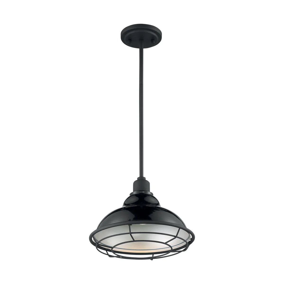60-7004 NEWBRIDGE 1LT LARGE PENDANT Newbridge - 1 Light Pendant with- Black and Silver & Black Accents Finish - Cheap-Us