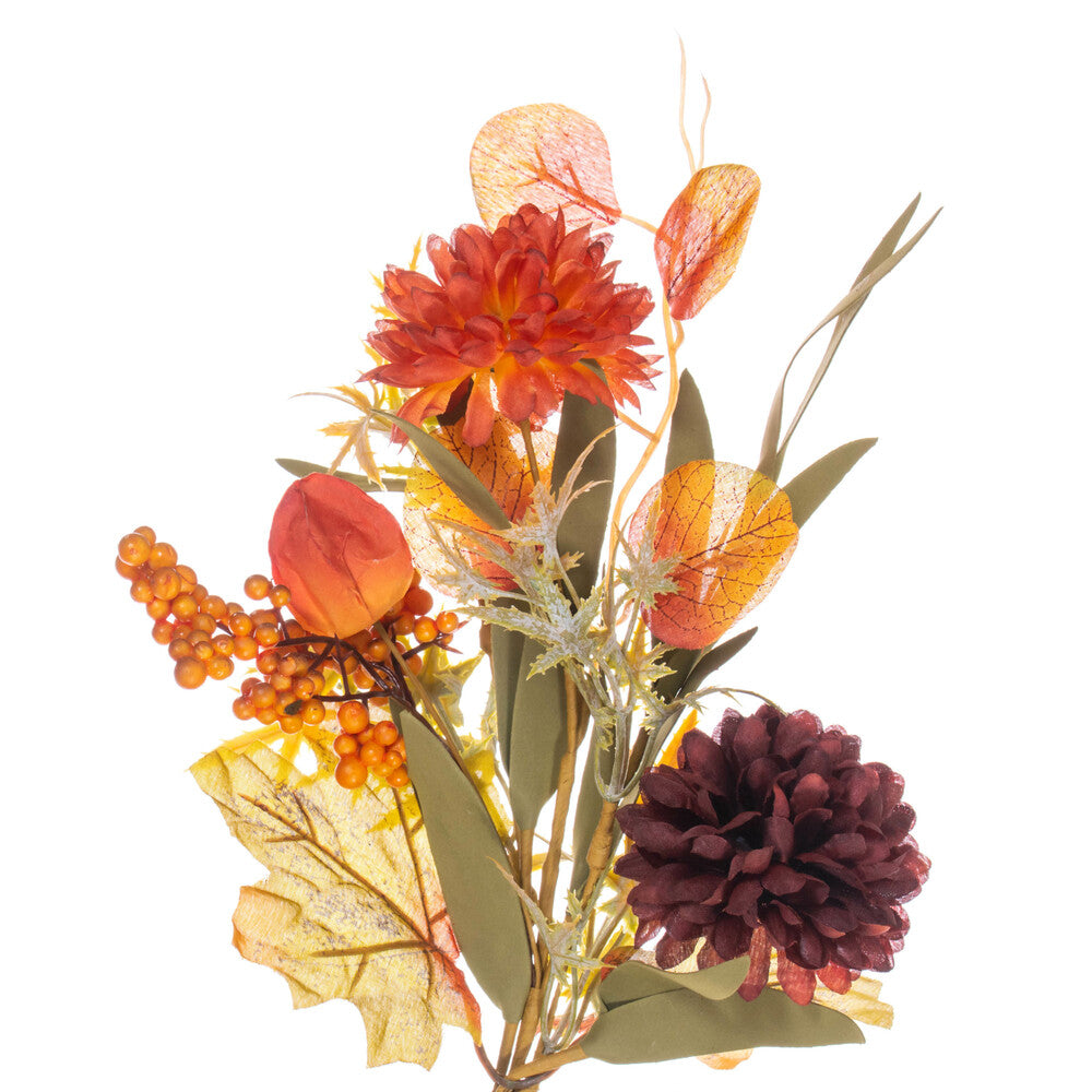 Vickerman 5' Orange and Burgundy Artificial Mixed Mum Chinese Lantern and Berry Garland. - Cheap-Us
