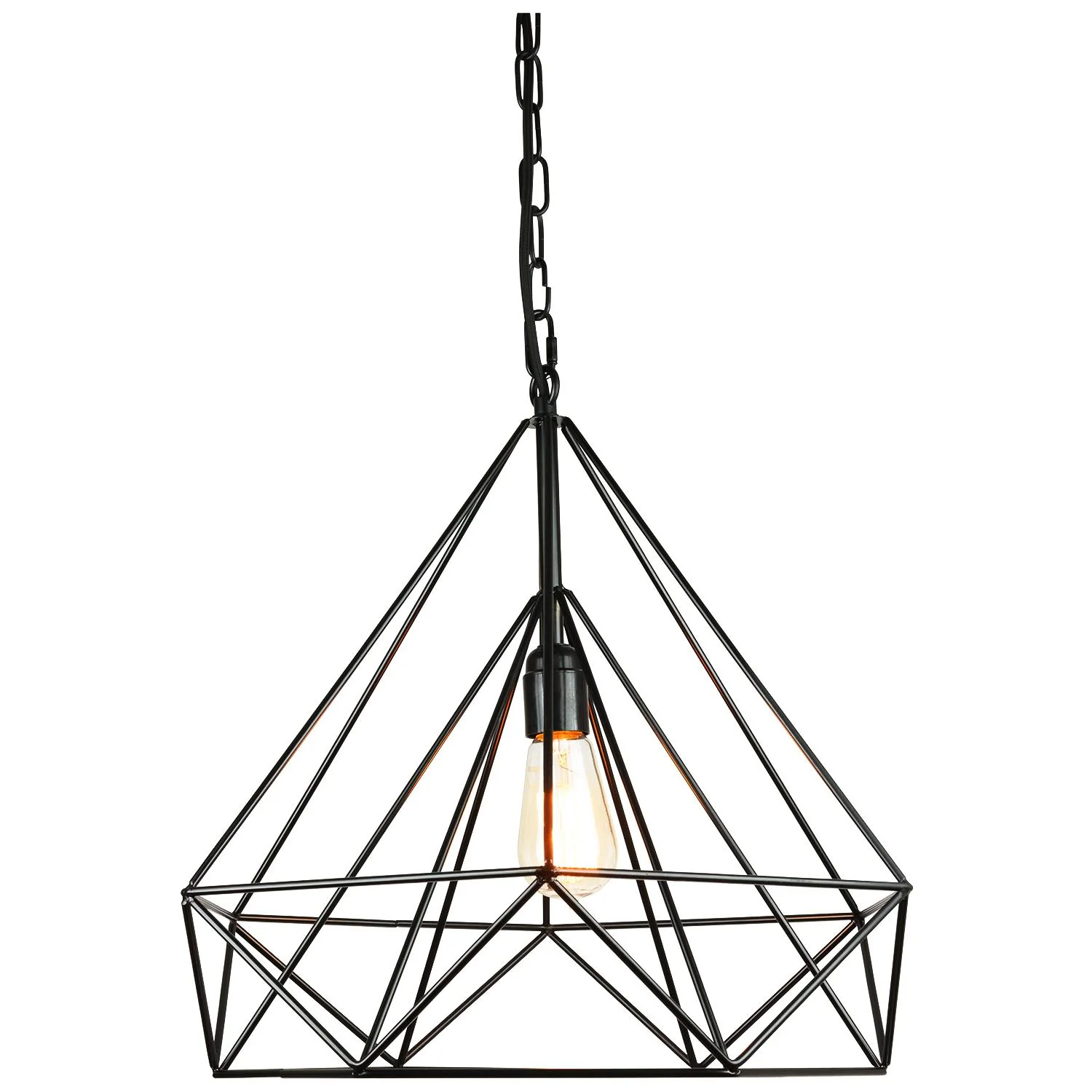 Sunlite Diamond Pendant Vintage Antique Style Fixture, Matte Black Finish - Cheap-Us