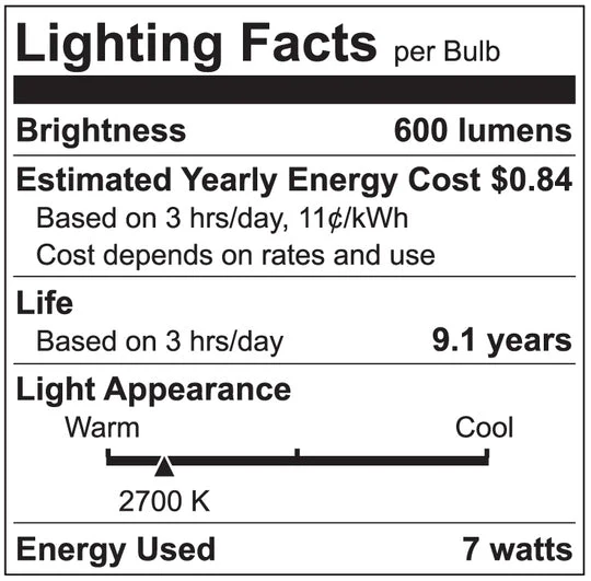 Luxrite LED 7W A15 Bulb, 2700K - Warm White, 600 Lumens, 80 CRI, Frost Finish, Dimmable (LR21350) - Cheap-Us