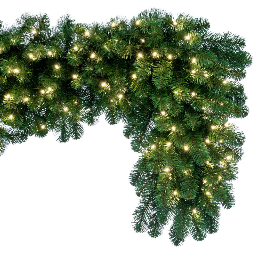 Vickerman 25' Grand Teton Artificial Christmas Garland Warm White Single Mold Wide Angle LED Lights - Cheap-Us
