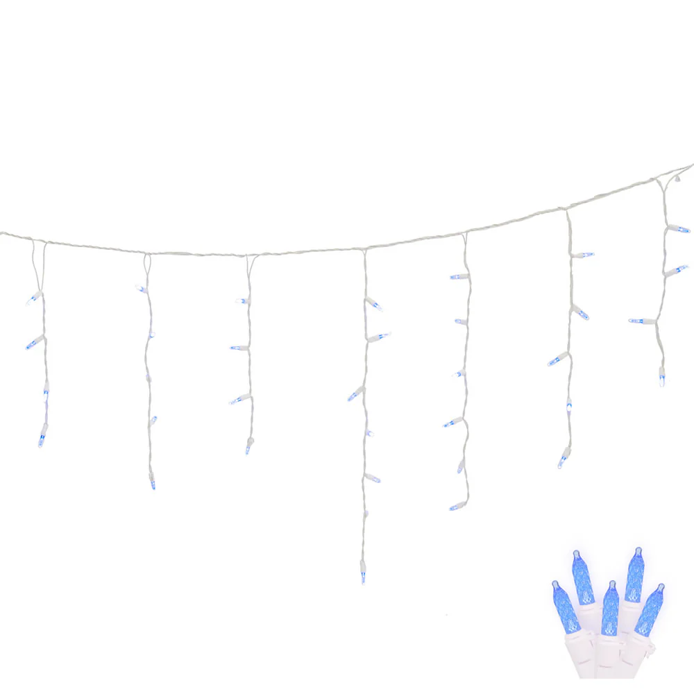 Vickerman 70 Blue Twinkle M5 LED Icicle Light on White Wire 9' Christmas Single Mold Light Strand - Cheap-Us