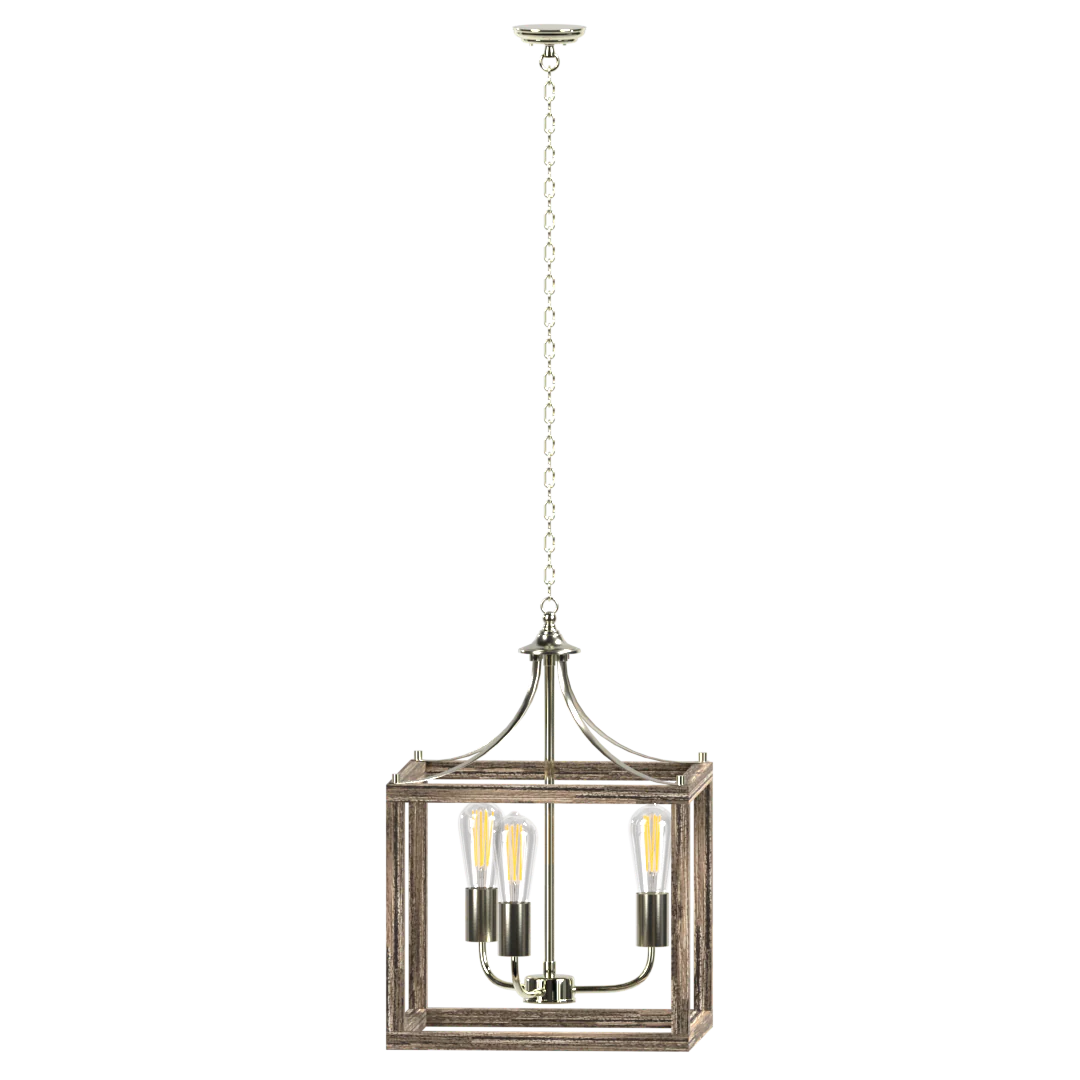 Gabbia Three Light Square Farmhouse Pendant Fixture - Cheap-Us