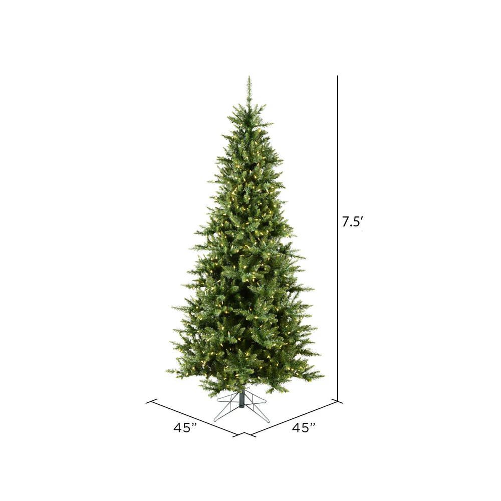 Vickerman 7.5' Camdon Fir Slim Artificial Christmas Tree Warm White Dura-lit LED Lights - Cheap-Us