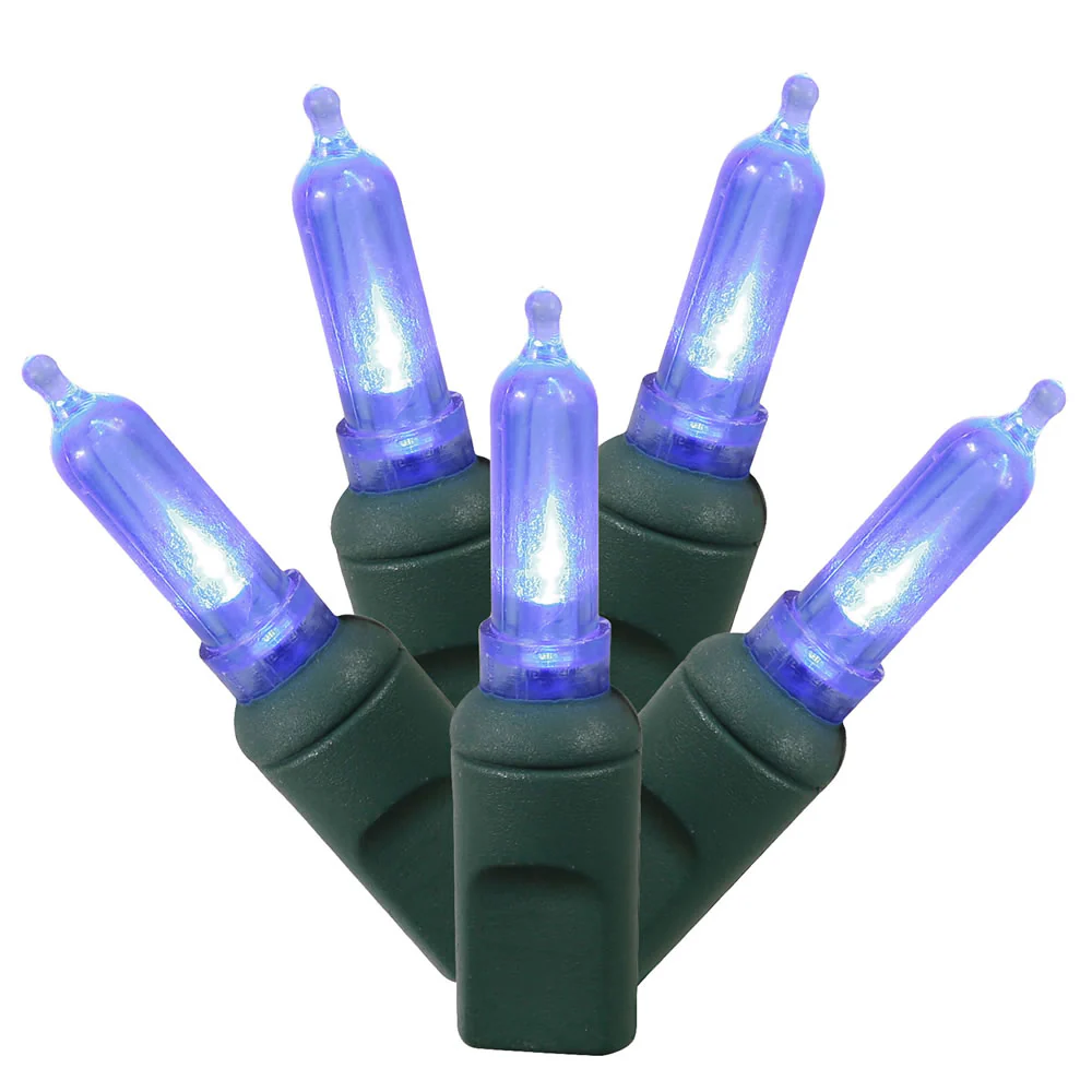 Vickerman 50 Blue Italian LED Light on Green Wire 25' Christmas Single Mold Light Strand - Cheap-Us