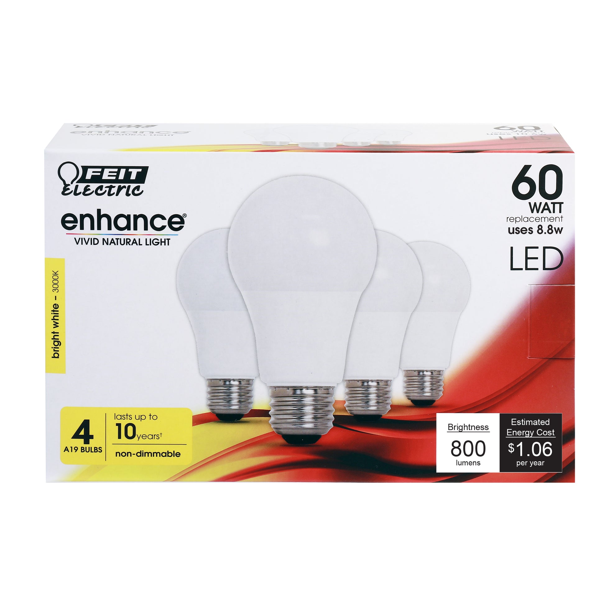 60-Watt Equivalent A19 Bright White LED (4-Pack) - Cheap-Us