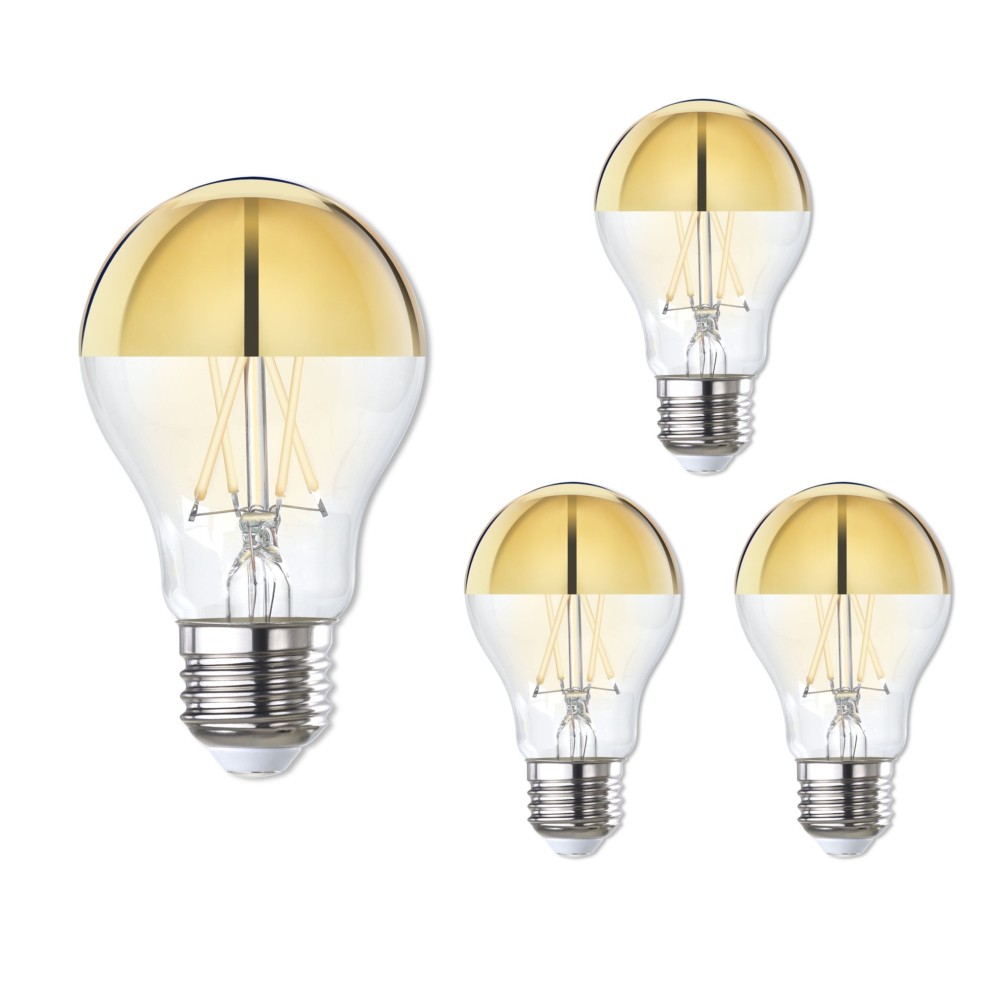 BULBRITE 5W LED A19 2700K FILAMENT HALF GOLD E26 FULLY COMPATIBLE DIMMING-4PK - Cheap-Us