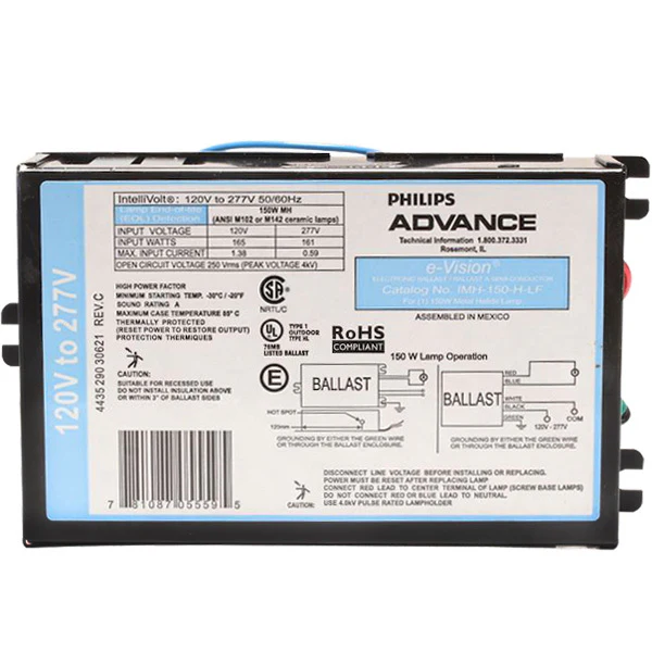 Advance IMH150HLFM - 20-150 Watt - Metal Halide Ballast ANSI M102/142 - Power Factor 90% - 120-277 Volt - Side Leads With Mounting Feet - Cheap-Us