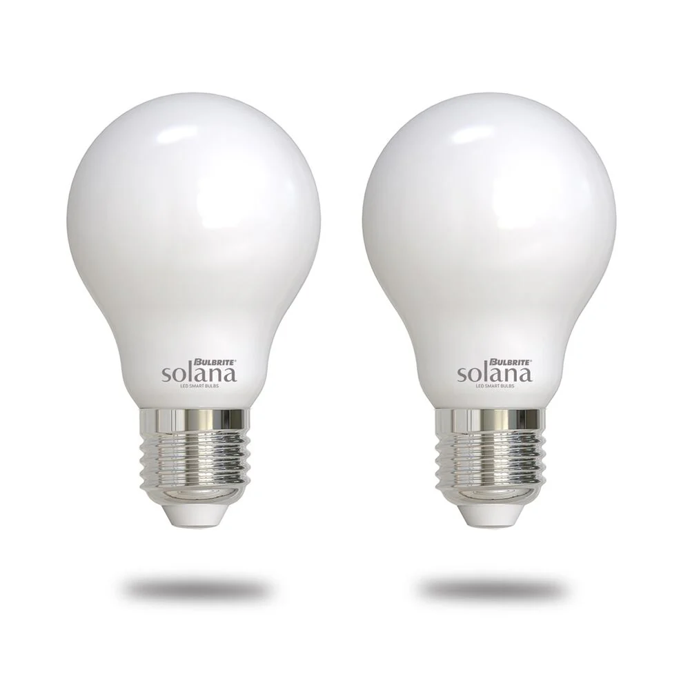 Bulbrite Solana 2-Pack 40 Watt Equivalent A19 Smart WiFi Connected 90CRI LED Light Bulb, Milky Finish - Cheap-Us