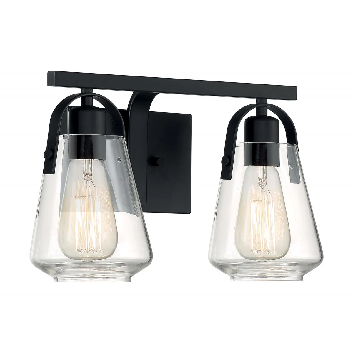 60-7102 SKYBRIDGE 2 LIGHT VANITY Skybridge - 2 Light Vanity with Clear Glass - Matte Black Finish - Cheap-Us