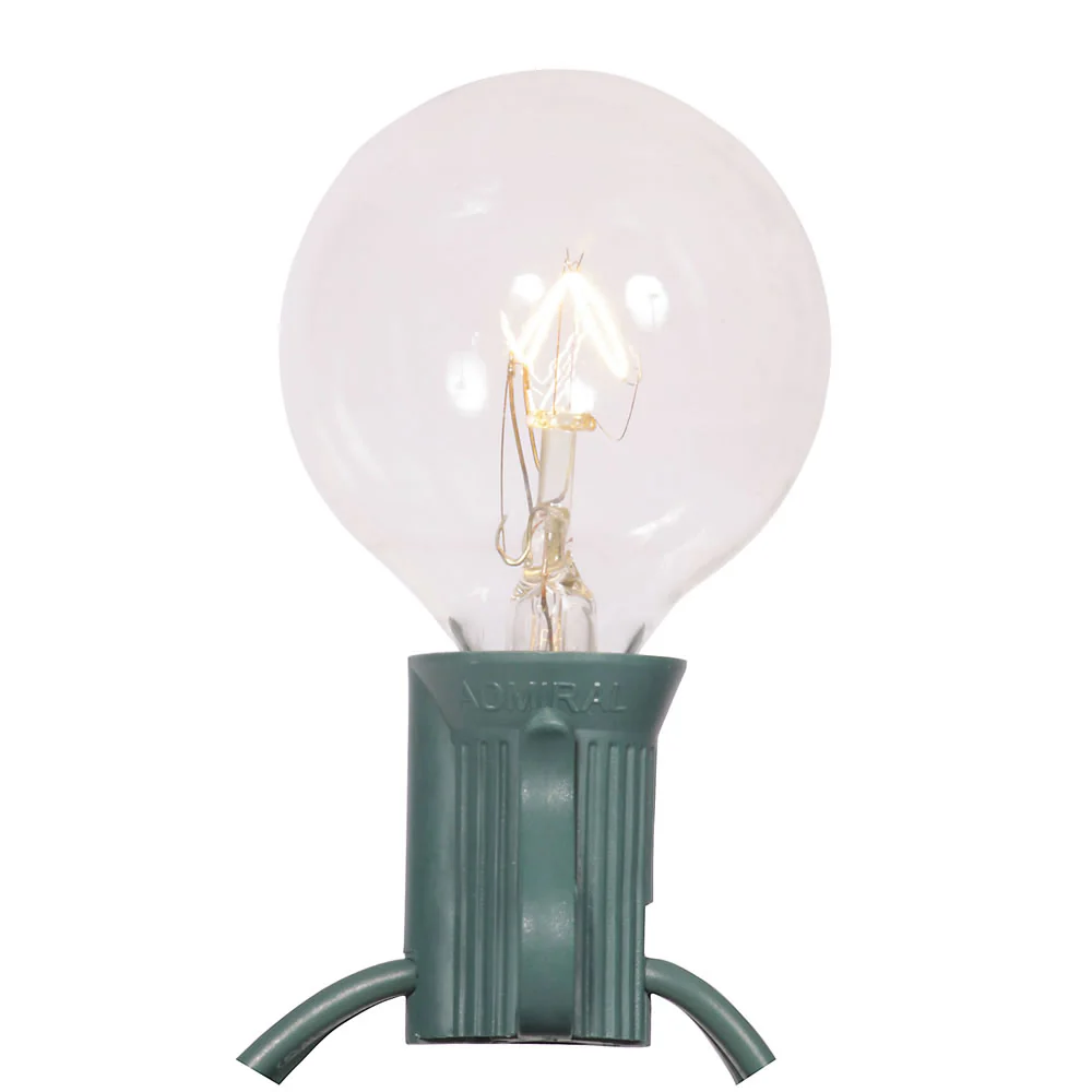 Vickerman 25 Clear G40 Twinkle Light on Green Wire Christmas Light Strand - Cheap-Us