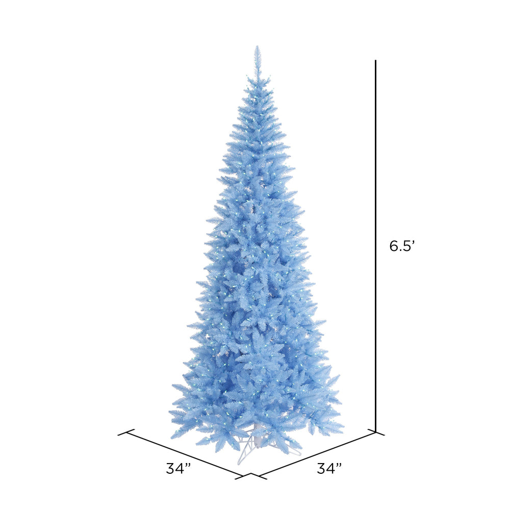Vickerman 6.5' Sky Blue Fir Slim Artificial Christmas Tree Blue  Dura-lit LED Lights - Cheap-Us