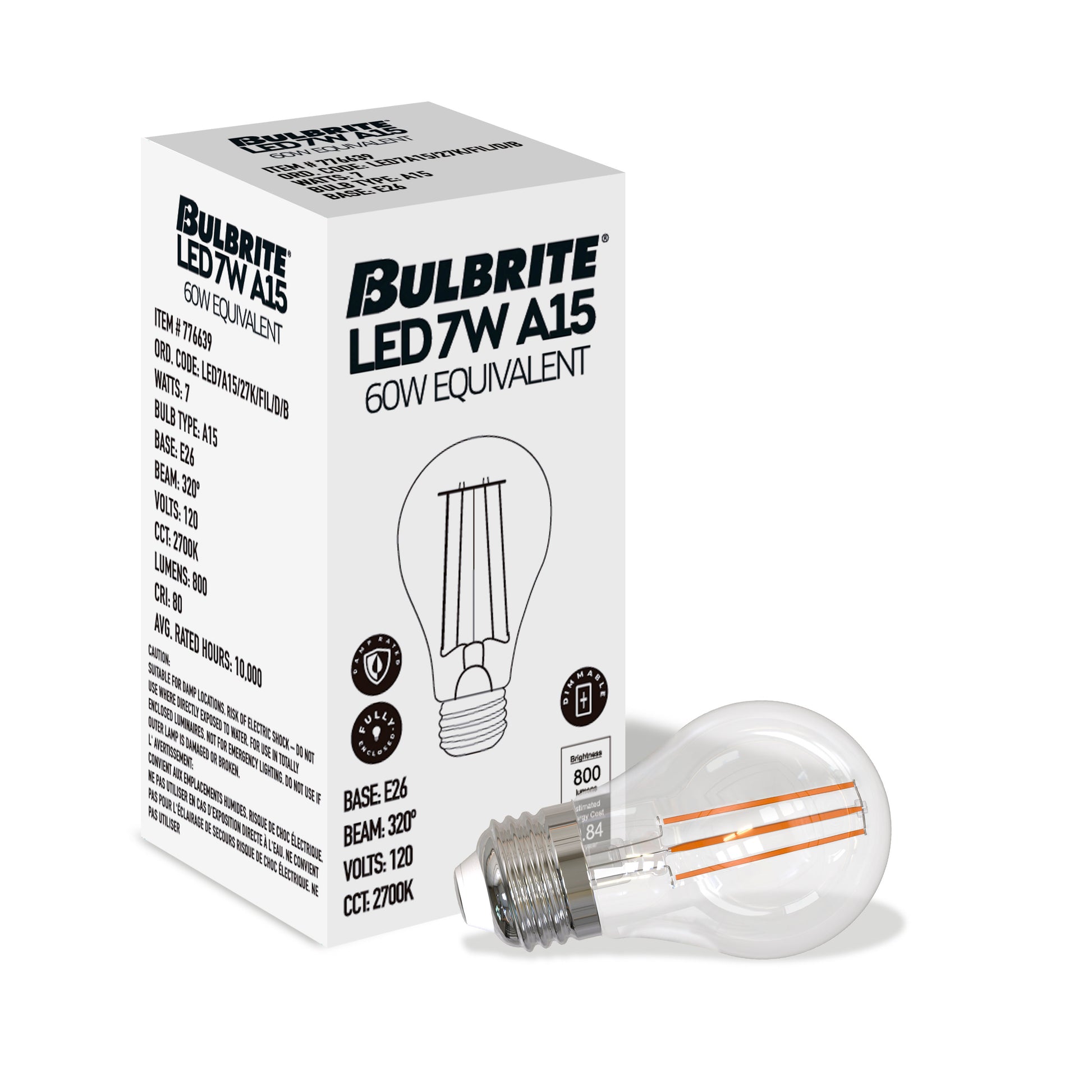 BULBRITE 7W LED A15 2700K FILAMENT BASICS DIMMABLE 4PK - Cheap-Us
