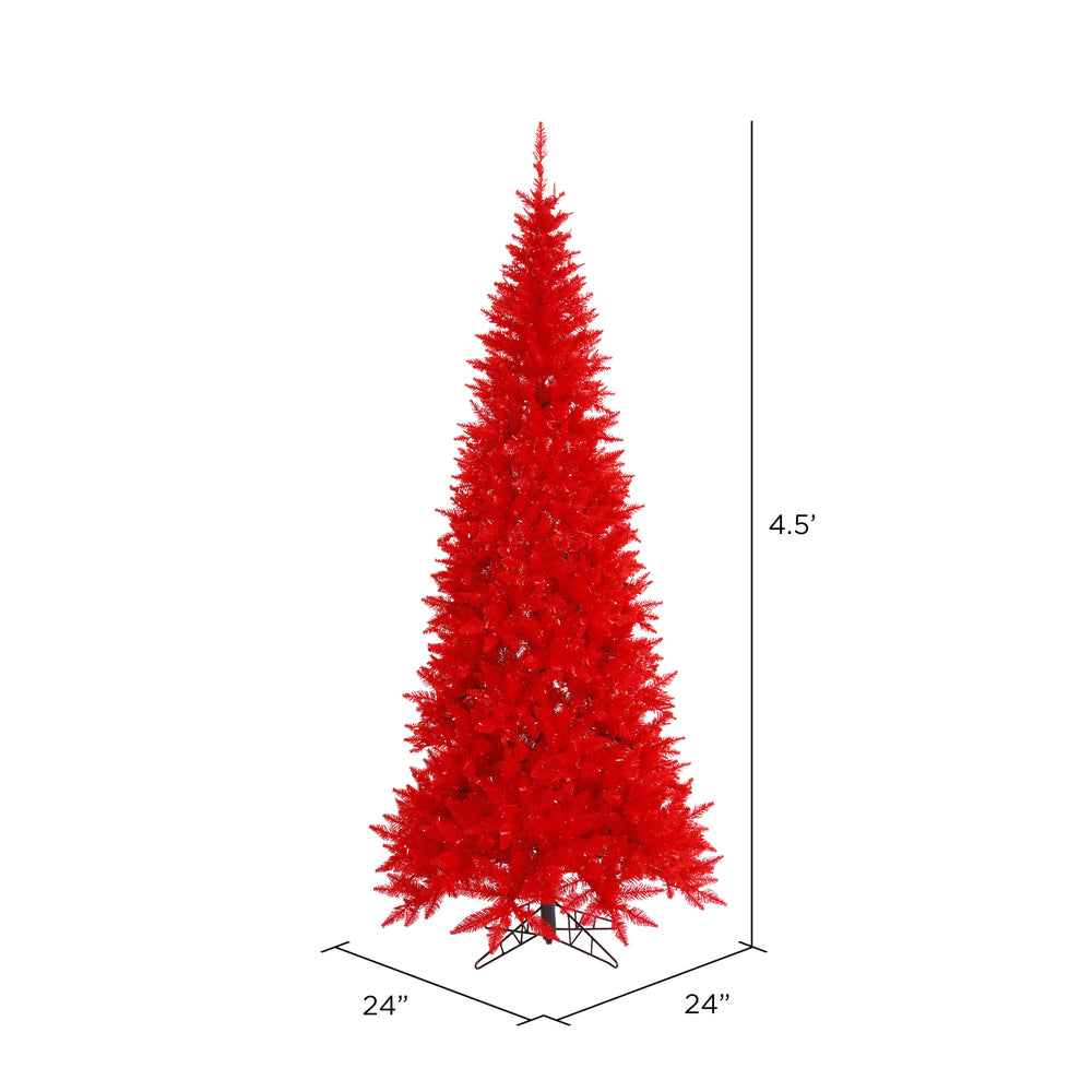 Vickerman 4.5' Red Fir Slim Artificial Christmas Tree Unlit - Cheap-Us