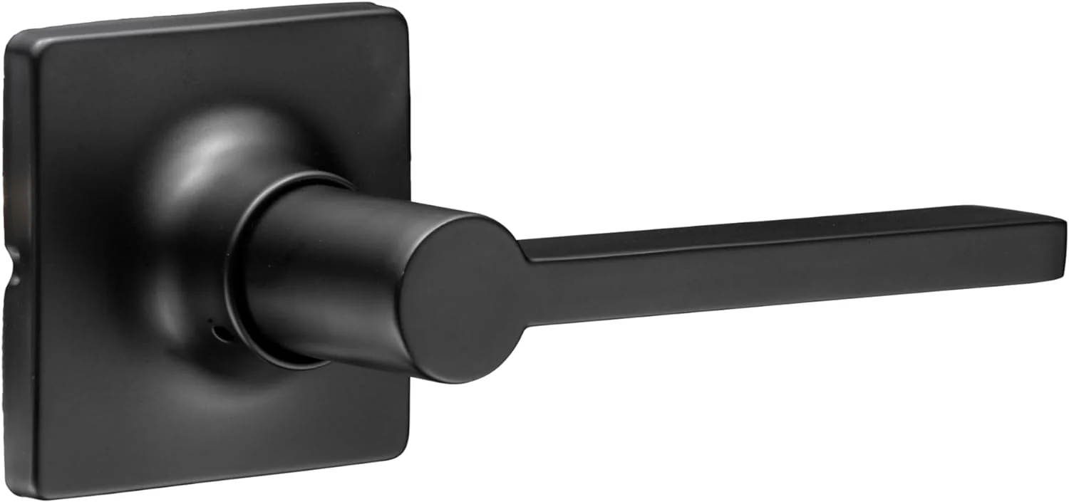 Diodesy Norwood Dummy Door Handle, Single Sided Lever for Closets, French Double Doors, and Pantry, Matte Black Non-Turning Reversible Interior Push/Pull Lever, Square Shape Door Knob - Cheap-Us