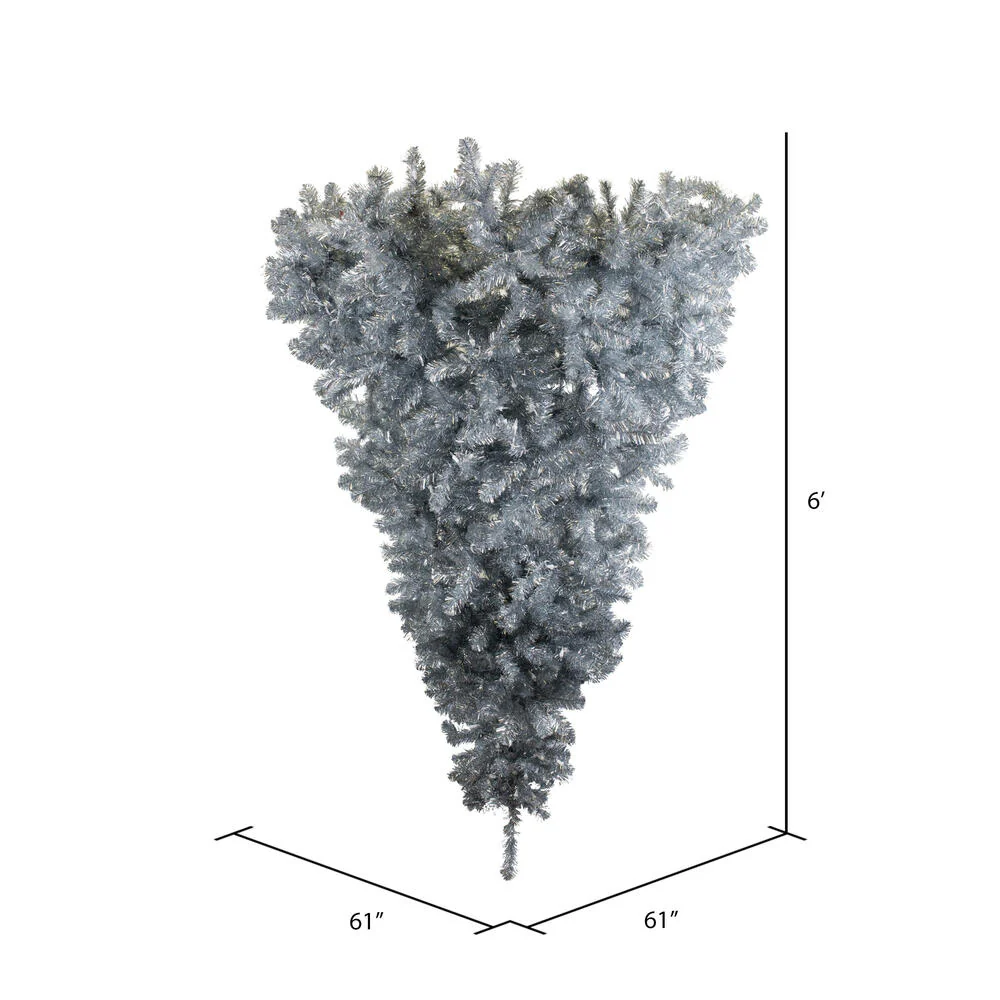 Vickerman 6' Silver Upside Down Half Artificial Christmas Tree Unlit - Cheap-Us