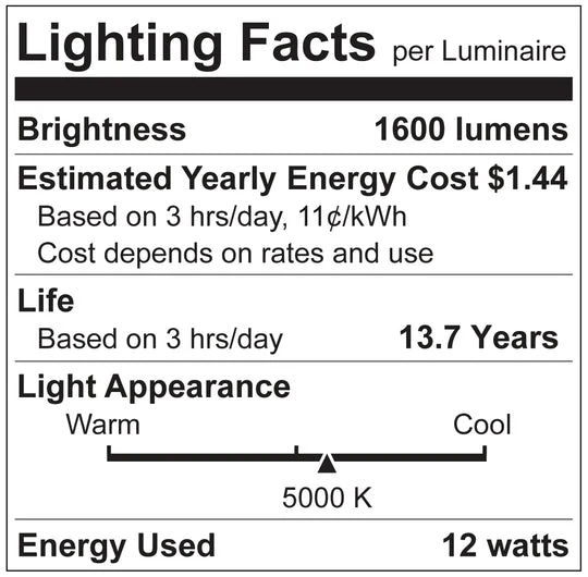 Luxrite LED A19 Light Bulb, E26 Medium Base, 12W, 5000K - Bright White, 1600 Lumens, 80 CRI, Clear Glass Filament Finish, Dimmable (LR21663) - Cheap-Us