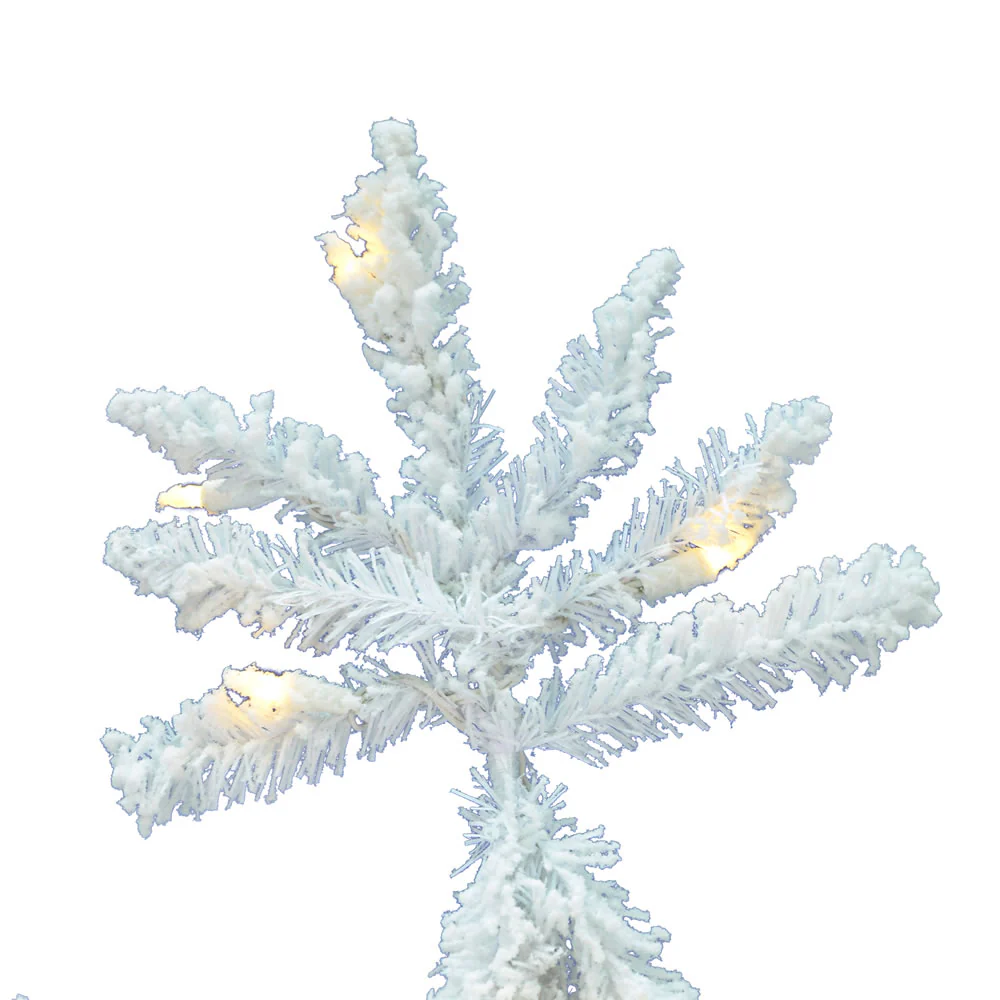 Vickerman 9' Flocked White Spruce Artificial Christmas Tree Pure White LED Lights - Cheap-Us