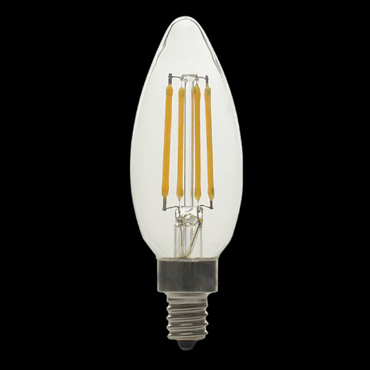 Luxrite LED B11 Torpedo Tip Chandelier Light Bulb, E12 Candelabra Base, 5W, 5000K - Bright White, 500 Lumens, 80 CRI, Clear Finish, Dimmable (LR21598) - Cheap-Us