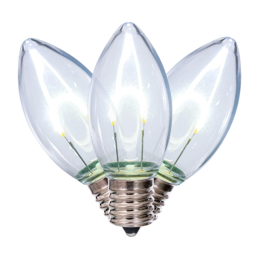 Vickerman C9 Transparent U-Shaped Filament Pure White Bulb, E17 Base, .6 Watts, 25 Pcs Assorted/Bag.  Colors included are Blue, Red, Green, Purple and Amber. - Cheap-Us