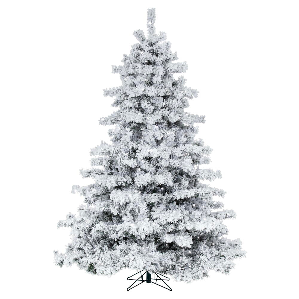 Vickerman 12' Flocked Alaskan Pine Artificial Christmas Tree Warm White LED Dura-Lit lights - Cheap-Us