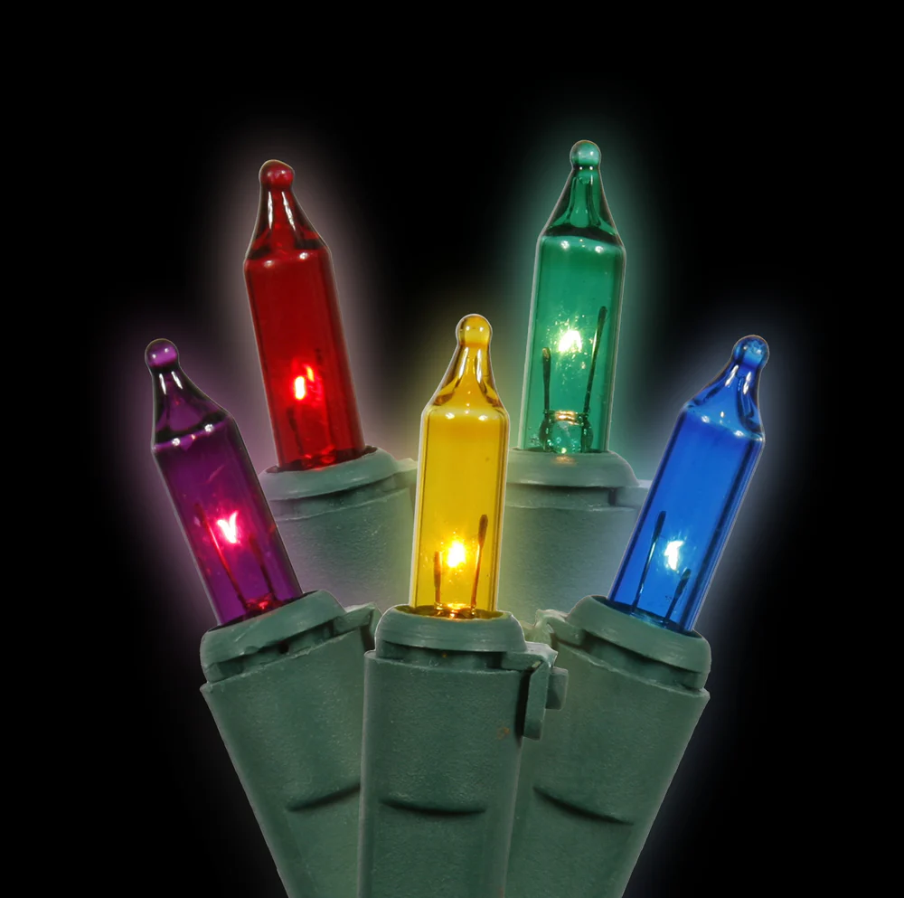 Vickerman 100 Multi-Colored Mini-Light on Green Wire 46' Christmas Light Strand - Cheap-Us