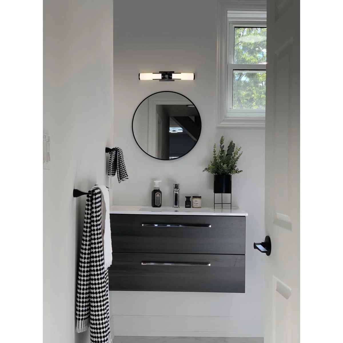 60-8052 ROSELLE 2 LIGHT VANITY Roselle; 2 Light Vanity; Matte Black with White Glass - Cheap-Us