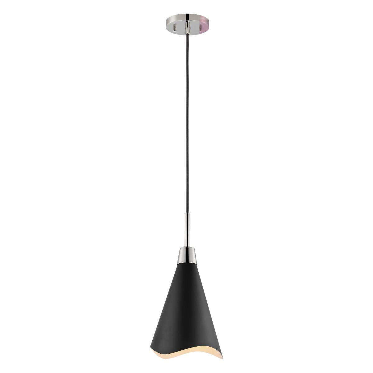 60-7478 TANGO 1 LIGHT LARGE PENDANT Tango; 1 Light; Large Pendant; Matte Black with Polished Nickel - Cheap-Us