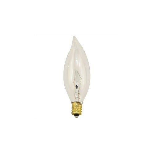 Bulbrite 40CFC/25/2 40 Watt Incandescent CA8 Flame Tip Chandelier Bulb, Candelabra Base, Clear - Cheap-Us