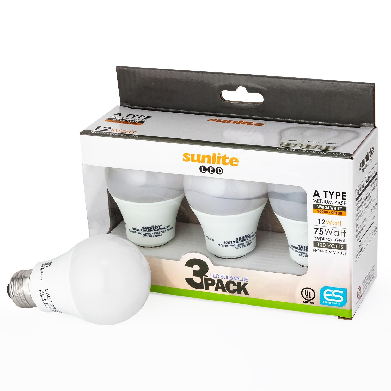 Sunlite A19/LED/12W/65K/3PK LED Household 14W (75W Equivalent) Light Bulbs, Medium (E26) Base, 6500K Cool White, 3 Pack - Cheap-Us