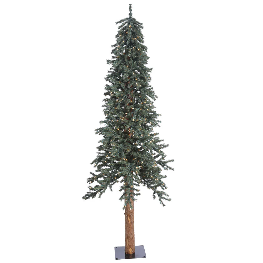 Vickerman 7' Natural Bark Alpine Artificial Christmas Tree Warm White Dura-lit LED Lights - Cheap-Us