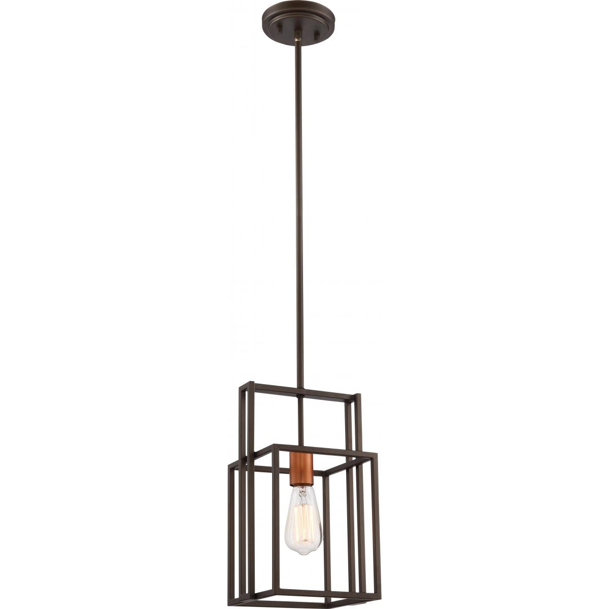60-5855 LAKE 1 LIGHT MINI PENDANT Lake - 1 Light Mini Pendant - Bronze Finish with Copper Accents - Cheap-Us