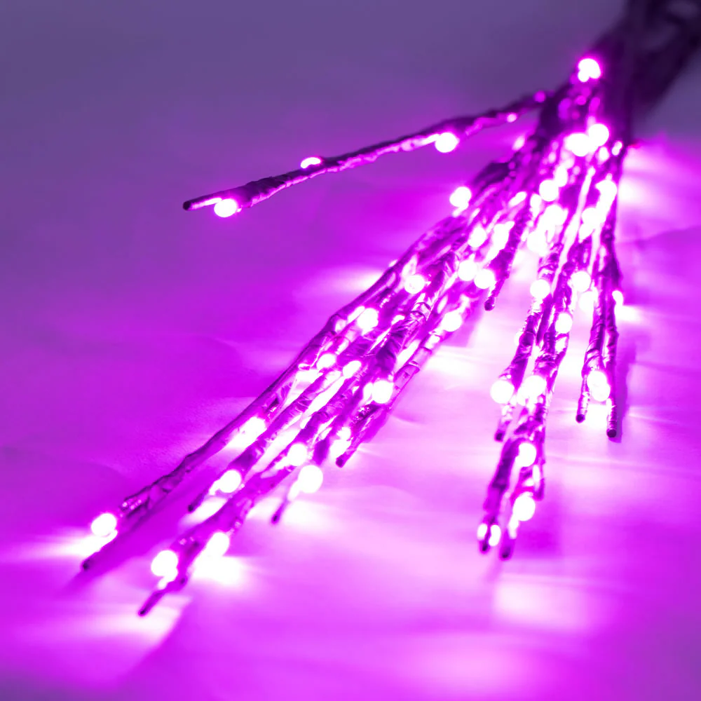Vickerman 60 Pink LED Twig Light Set on Brown Wire Pack of 3. - Cheap-Us