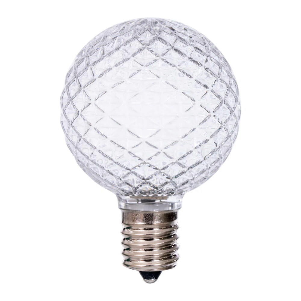 Vickerman G50 LED Cool White Replacement Bulb E17/C9 Nickel Base 120V .8W package of 25 - Cheap-Us