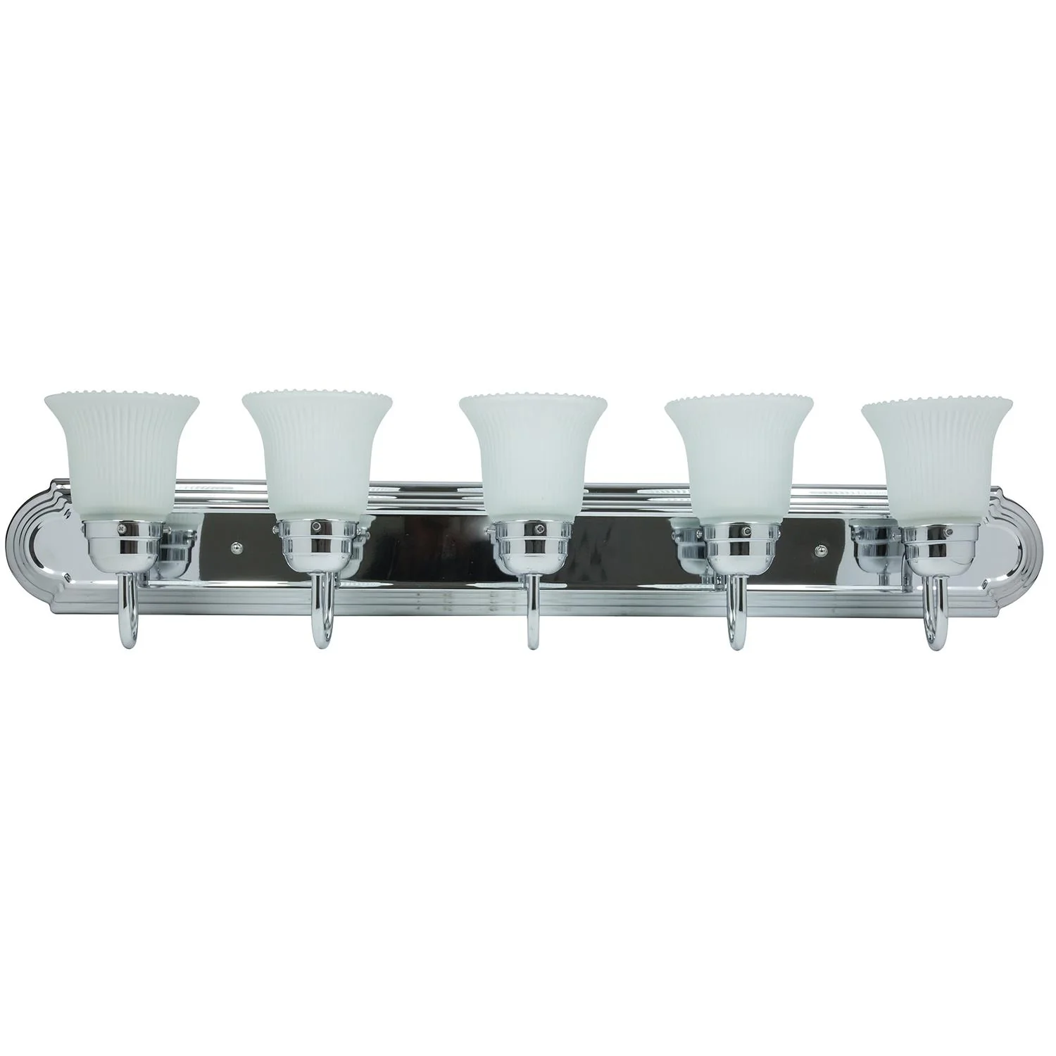 Sunlite 5 Lamp Vanity Decorative Sconce Fixture, Chrome  Finish, Frosted Glass - Cheap-Us