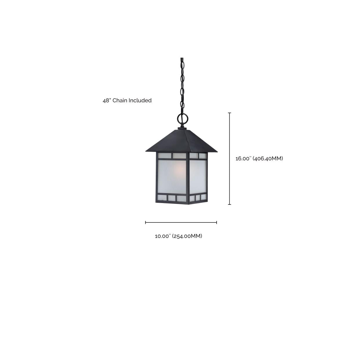 60-5604 DREXEL 1 LT OUTDOOR HANGING Drexel - 1 Light - Hanging Lantern with Frosted Seed Glass - Stone Black Finish - Cheap-Us