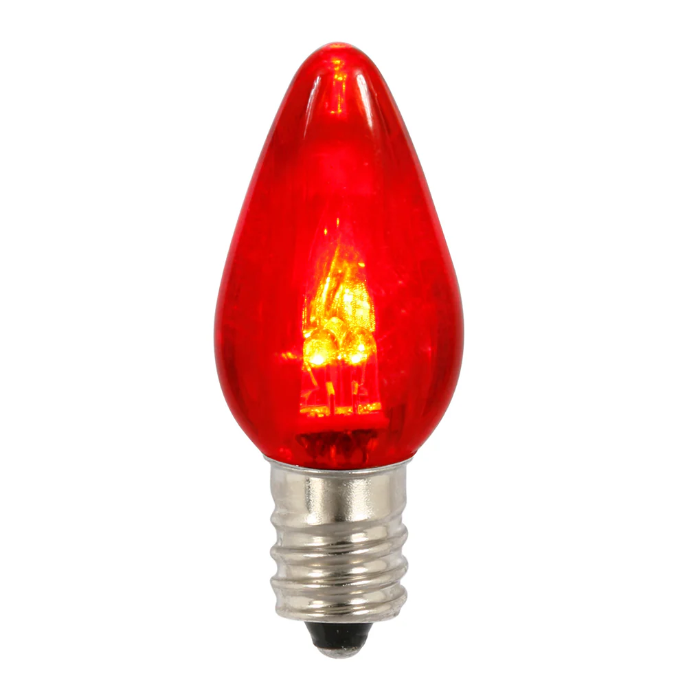 Vickerman C7 Transparent Plastic LED Red Dimmable Bulb, 50 Pack. - Cheap-Us
