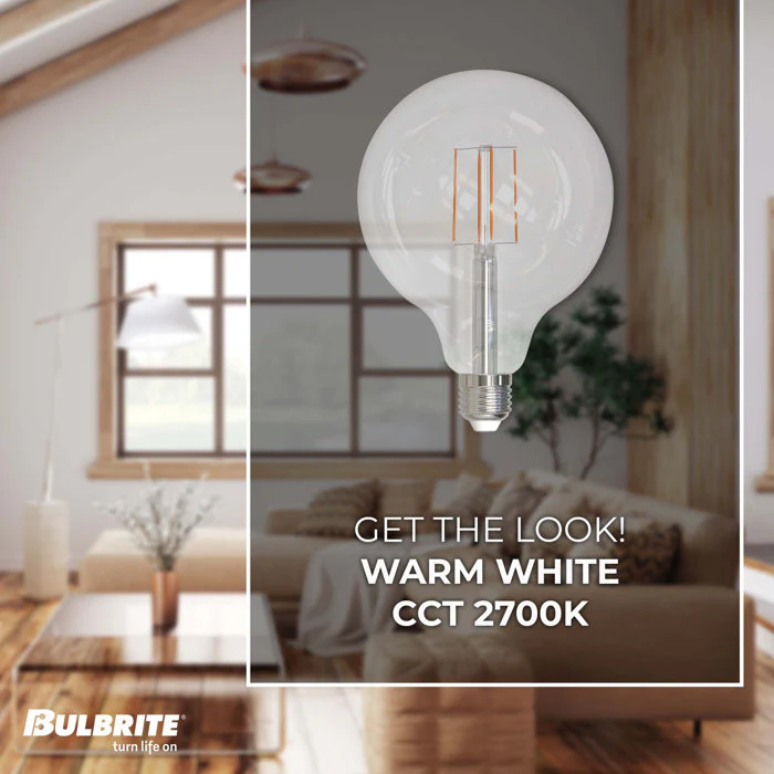 BULBRITE LED G40 MEDIUM SCREW (E26) 7W FULLY COMPATIBLE DIMMING FILAMENT LIGHT BULB 2700K/WARM WHITE 75W INCANDESCENT EQUIVALENT 2PK (776878) - Cheap-Us