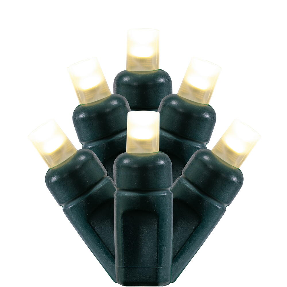 Vickerman 50 Frosted Warm White Twinkle Wide Angle Single Mold End-Connecting LED Light Set with 22 Gauge Green Wire, 3