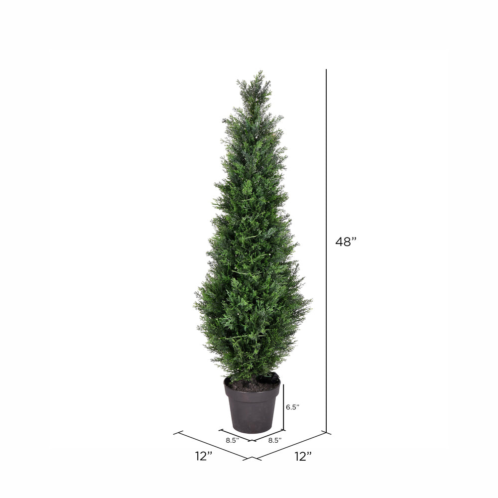 Vickerman 4' Artificial Potted Green Cedar Tree. - Cheap-Us