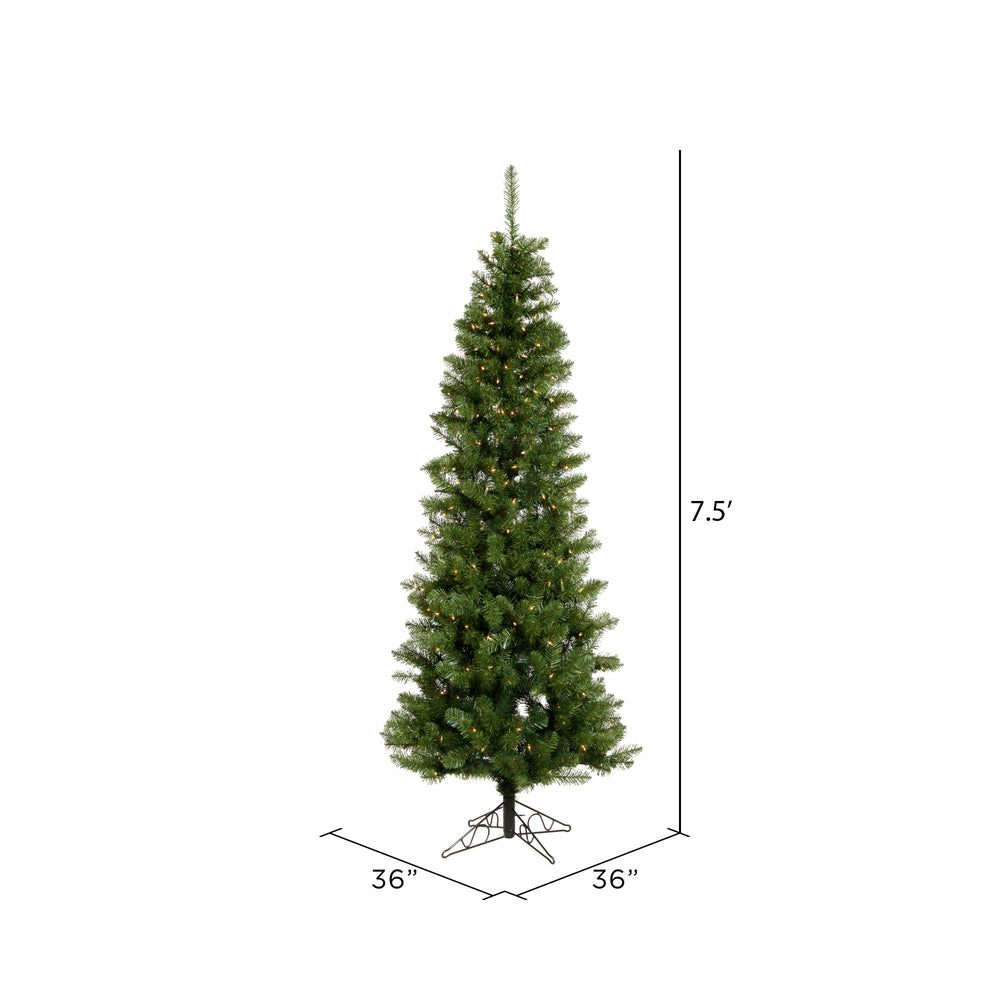 Vickerman 7.5' Salem Pencil Pine Artificial Christmas Tree 400 Warm White LED Dura-lit Lights - Cheap-Us